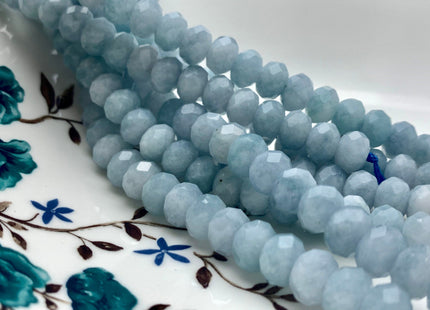 7x10 mm AAA Half Strand Natural Color Faceted Rondelle Aquamarine Gemstone Beads Natural Blue Micro Faceted Aquamarine Beads 8 Inches # 2814