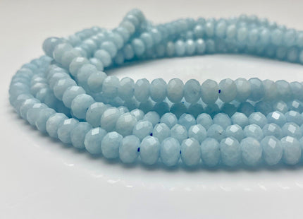 5x8 mm AAA Natural Color Faceted Rondelle Aquamarine Gemstone Beads Natural Blue Micro Faceted Rondelle Aquamarine Gemstone Beads # 2327