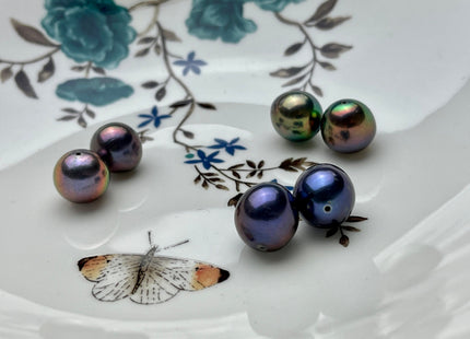 ONE Piece AAA 12-15 mm Rainbow Blue Green Purple Peacock Top Quality High Luster Through Drilled Baroque Edison Freshwater Pearls #P2156