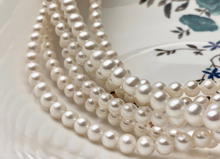 WHOLESALE 6-6.5 mm AAA Natural White Off Round Freshwater Pearls Genuine High Luster Smooth And Round White Freshwater Pearl Beads #P1604