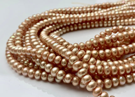 5 mm Beige Gold Champagne Button Freshwater Pearl Beads Genuine Cultured Freshwater Roundelle Button Spacer Pearl Beads #510