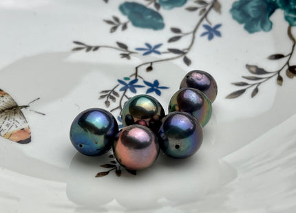 ONE Piece AAA 12-15 mm Rainbow Blue Green Purple Peacock Top Quality High Luster Through Drilled Baroque Edison Freshwater Pearls #P2156