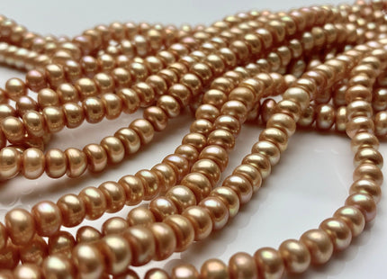 5 mm Beige Gold Champagne Button Freshwater Pearl Beads Genuine Cultured Freshwater Roundelle Button Spacer Pearl Beads #510