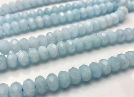 5x8 mm AAA Natural Color Faceted Rondelle Aquamarine Gemstone Beads Natural Blue Micro Faceted Rondelle Aquamarine Gemstone Beads # 2327