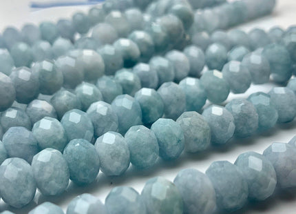 7x10 mm AAA Half Strand Natural Color Faceted Rondelle Aquamarine Gemstone Beads Natural Blue Micro Faceted Aquamarine Beads 8 Inches # 2814