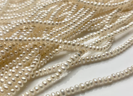 1.5x2.5-3 mm AAAA Natural White Tiny Freshwater Pearl Roundel/Button Shape Genuine Top Quality Freshwater Seed Potato Pearl Beads #P1590