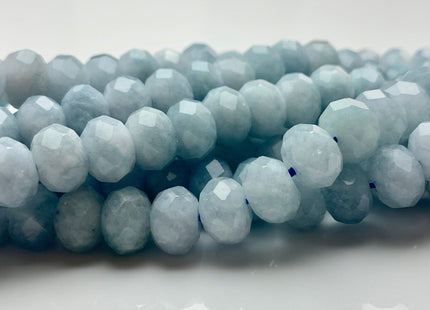 7x10 mm AAA Half Strand Natural Color Faceted Rondelle Aquamarine Gemstone Beads Natural Blue Micro Faceted Aquamarine Beads 8 Inches # 2814