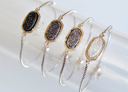 New Style Gemstone Bracelet Druzy Drusy Agate Bracelet Reversible Bracelet Adjustable Chain #2114