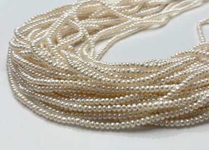 1.5x2.5-3 mm AAAA Natural White Tiny Freshwater Pearl Roundel/Button Shape Genuine Top Quality Freshwater Seed Potato Pearl Beads #P1590