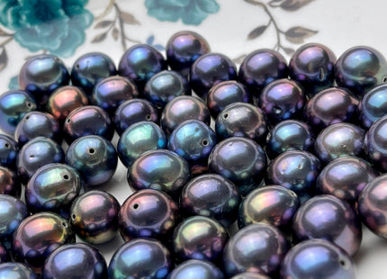 ONE Piece AAA 12-15 mm Rainbow Blue Green Purple Peacock Top Quality High Luster Through Drilled Baroque Edison Freshwater Pearls #P2156