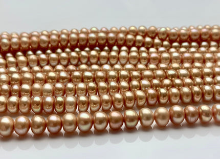 5 mm Beige Gold Champagne Button Freshwater Pearl Beads Genuine Cultured Freshwater Roundelle Button Spacer Pearl Beads #510