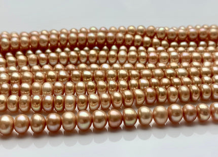 5 mm Beige Gold Champagne Button Freshwater Pearl Beads Genuine Cultured Freshwater Roundelle Button Spacer Pearl Beads #510