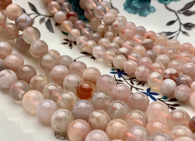 6mm 8 mm 10 mm Smooth Round Natural Sakura Cherry Blossom Agate Gemstone Beads Natural Translucent Pink Color Agate 15.5 Inches Strand #2716