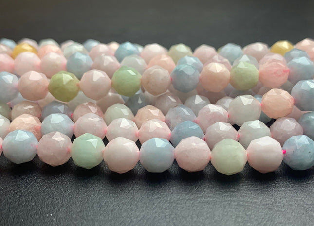 8 mm AAA Natural Faceted Star Cut Morganite Gemstone Bead Genuine Faceted Morganite Aquamarine Gemstone Loose Bead 8 Inches Strand #3085