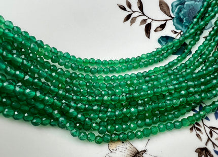 3 mm 4 mm 6 mm AAA Faceted Round Green Onyx Gemstone Beads Top Quality Micro Faceted Green Onyx Gemstone Loose Beads 14.5 Inches #4205
