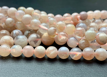 6mm 8 mm 10 mm Smooth Round Natural Sakura Cherry Blossom Agate Gemstone Beads Natural Translucent Pink Color Agate 15.5 Inches Strand #2716