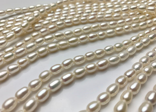 5.5x7.5 mm AAA Large Hole Rice / Oval Freshwater Pearl Hole Size 1.8mm Genuine Freshwater Pearls Large Hole Natural White Rice Pearl #1085