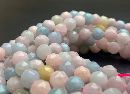 8 mm AAA Natural Faceted Star Cut Morganite Gemstone Bead Genuine Faceted Morganite Aquamarine Gemstone Loose Bead 8 Inches Strand #3085