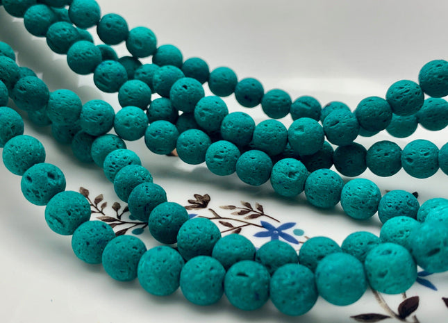6mm 8mm 10mm Lava Round Beads Dark Green Color Organic Volcanic Rock Stone Beads 15.5 Inches Strand #2896