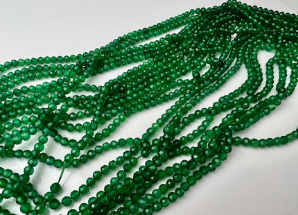 3 mm 4 mm 6 mm AAA Faceted Round Green Onyx Gemstone Beads Top Quality Micro Faceted Green Onyx Gemstone Loose Beads 14.5 Inches #4205