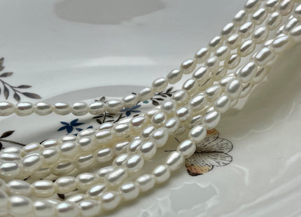 5.5x7.5 mm AAA Large Hole Rice / Oval Freshwater Pearl Hole Size 1.8mm Genuine Freshwater Pearls Large Hole Natural White Rice Pearl #1085