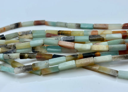 4-5x13 mm Cuboid Tube Shape Flower Amazonite Gemstone Beads Green Orange Amazonite Gemstones Loose Beads 15.5 Inches Strand #3823