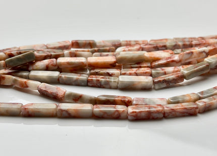4-5x13 mm Cuboid Tube Shape Pink Pebble Jasper Gemstone Beads Pink Gray White Jasper Gemstones Loose Beads 15.5 Inches Strand #3828