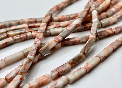 4-5x13 mm Cuboid Tube Shape Pink Pebble Jasper Gemstone Beads Pink Gray White Jasper Gemstones Loose Beads 15.5 Inches Strand #3828
