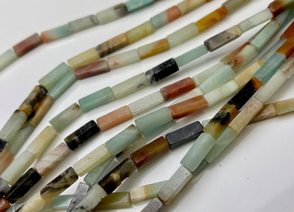 4-5x13 mm Cuboid Tube Shape Flower Amazonite Gemstone Beads Green Orange Amazonite Gemstones Loose Beads 15.5 Inches Strand #3823