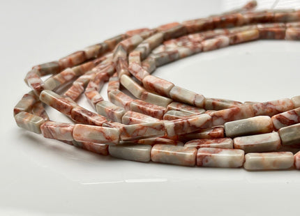 4-5x13 mm Cuboid Tube Shape Pink Pebble Jasper Gemstone Beads Pink Gray White Jasper Gemstones Loose Beads 15.5 Inches Strand #3828