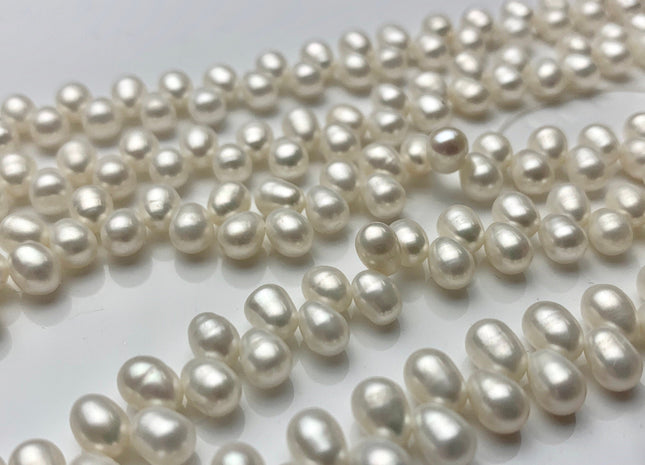 5x7mm 6x8mm AAA Top Drilled Natural White Rice Freshwater Pearl Beads Genuine Cultured Freshwater Pearls Smooth Natural Dancing Pearls #458