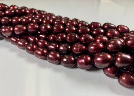 10x12 mm AA Mahogany Color Rice / Oval Shape Freshwater Pearl Beads Genuine Freshwater Rice Pearls Rare Burgundy Red Color High Luster #1148