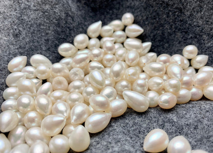 One Piece AAA 7.5x11-13 mm Top Quality High Luster Tear Drop Half Drilled Freshwater Pearls Genuine Natural White Freshwater Pearls #1637