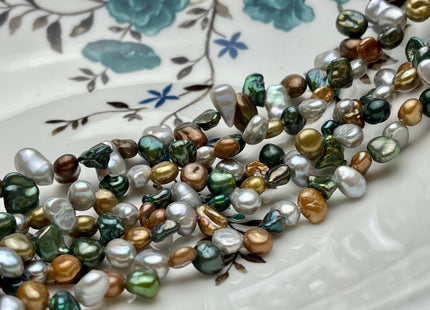 6x8 mm AAA Mixed Gray Green Copper Color Keshi Freshwater Pearls Top Drilled Keshi Pearl Beads Rare Genuine High Luster Keshi Pearls #P1731