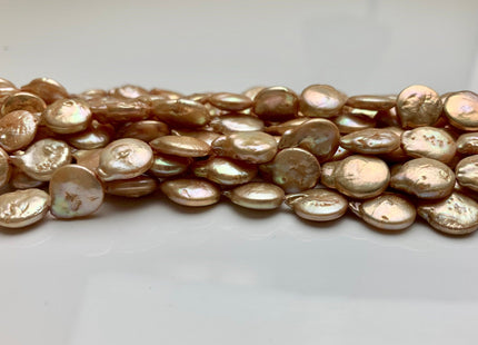 11 mm Freshwater Coin Pearl Beads Light Champagne, Cultured Freshwater Coin Pearl, Genuine Freshwater Pearl Beads #149