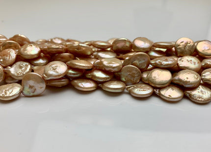 11 mm Freshwater Coin Pearl Beads Light Champagne, Cultured Freshwater Coin Pearl, Genuine Freshwater Pearl Beads #149