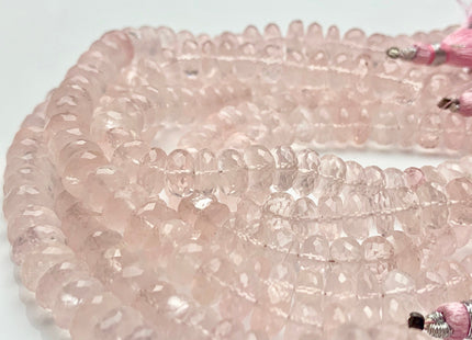 7-11 mm AAA 100% Natural Faceted Rondelle Rose Quartz Gemstone Top Quality Natural Gemmy Pink Color Rose Quartz Beads 8 Inches #2948