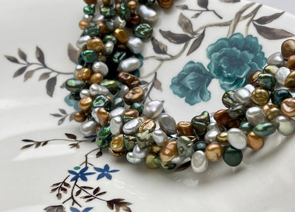 6x8 mm AAA Mixed Gray Green Copper Color Keshi Freshwater Pearls Top Drilled Keshi Pearl Beads Rare Genuine High Luster Keshi Pearls #P1731