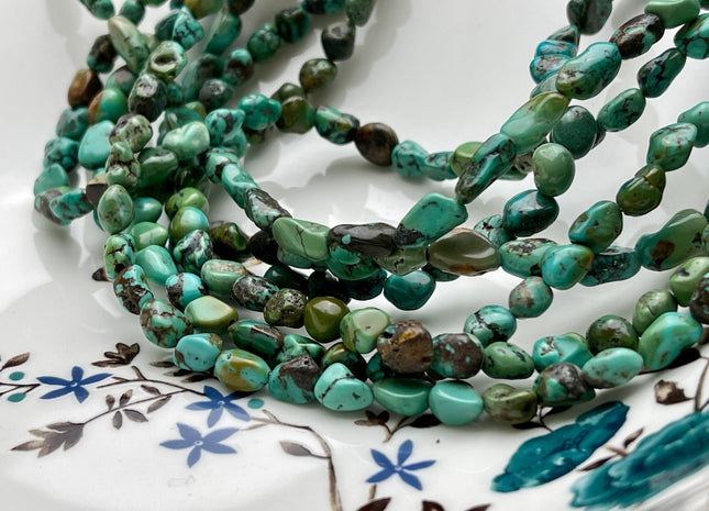 5-7x7-10 mm Natural Brown Blue Green Turquoise Gemstone Nugget Beads Irregular Nugget Gemstone Turquoise Beads #4106