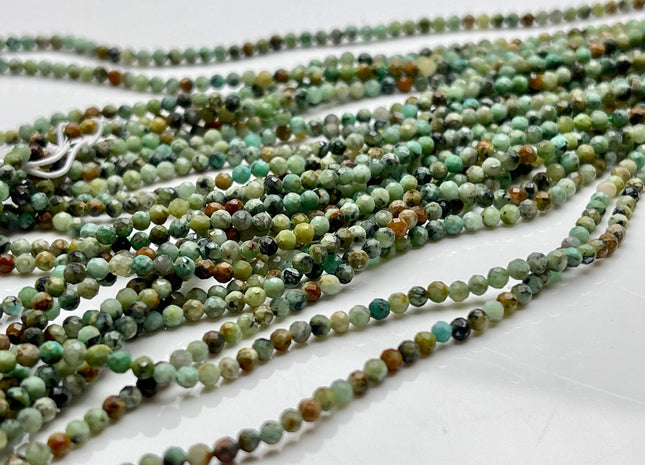2.5 mm AAA Faceted Round Tiny Africa Turquoise Gemstone Beads Genuine Natural Turquoise Loose Beads 15.5 Inches Strand #3887