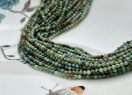 2.5 mm AAA Faceted Round Tiny Africa Turquoise Gemstone Beads Genuine Natural Turquoise Loose Beads 15.5 Inches Strand #3887