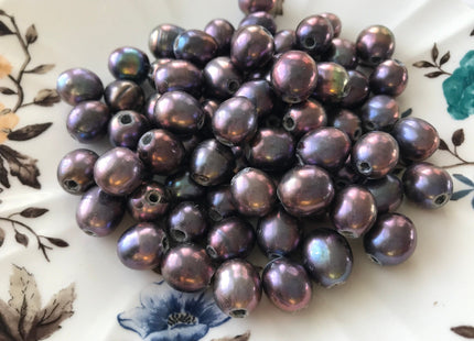 10x12 mm AA Blue Gray Or Purple Peacock Large Hole Freshwater Rice/Oval Pearl Beads Hole Size 2.2mm Genuine Freshwater Pearls #1609