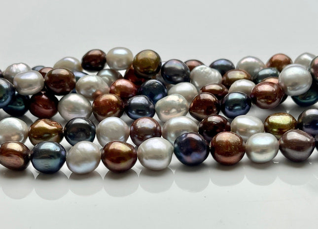 9mm AAA Potato Nugget Freshwater Pearl Beads Multi Gray Brown Peacock Mixed Color Genuine Freshwater Pearl Limited Edition Color #1083