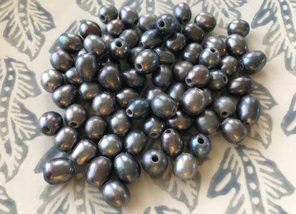 10x12 mm AA Blue Gray Or Purple Peacock Large Hole Freshwater Rice/Oval Pearl Beads Hole Size 2.2mm Genuine Freshwater Pearls #1609
