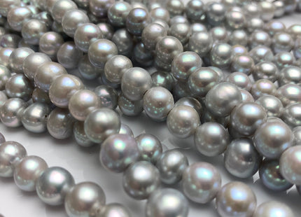 8-8.5mm AA Half Strand Large Hole High Luster Potato Silver Gray Freshwater Pearls 1.8mm 2.1mm Hole Genuine Freshwater Pearl Beads #169