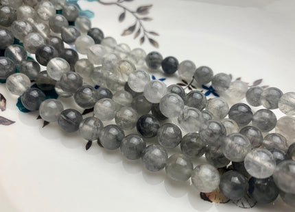 4mm 6mm 8mm 10mm AAA Smooth Round Cloudy Quartz Gemstone Beads Natural Light And Dark Gray Quartz Gemstone Loose Beads #2304