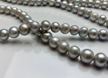 8-8.5mm AA Half Strand Large Hole High Luster Potato Silver Gray Freshwater Pearls 1.8mm 2.1mm Hole Genuine Freshwater Pearl Beads #169