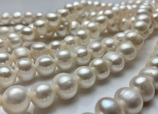 11-12 mm Large Hole Natural White Freshwater Pearl Beads Hole Size 2.2 mm Genuine Natural White Large Hole Pearls #1775