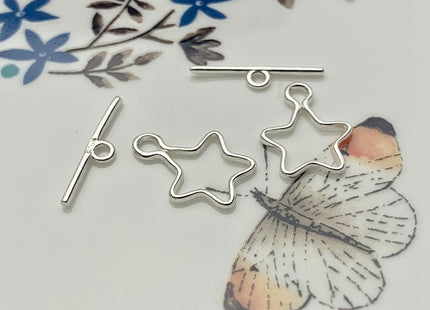 11x15 mm 925 Sterling Silver Toggle Clasp Genuine 925 Sterling Silver Toggle Findings With Star Shape Design DIY Jewelry #10172