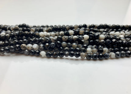 WHOLESALE 4 mm Faceted Round Mixed Black And White Color Agate Gemstone Beads Genuine Agate Gemstone Loose Beads 14 Inches #2475